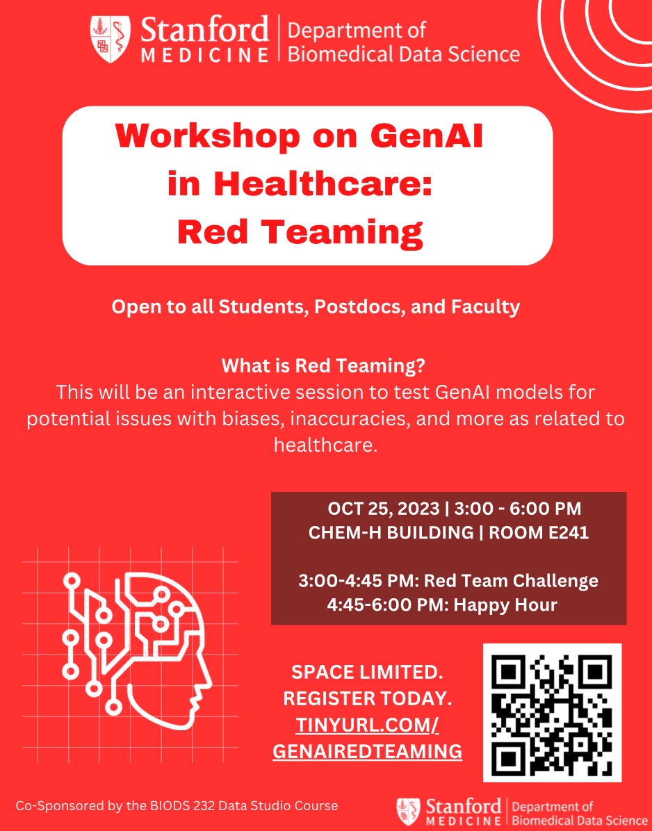 Workshop on GenAI Healthcare flier