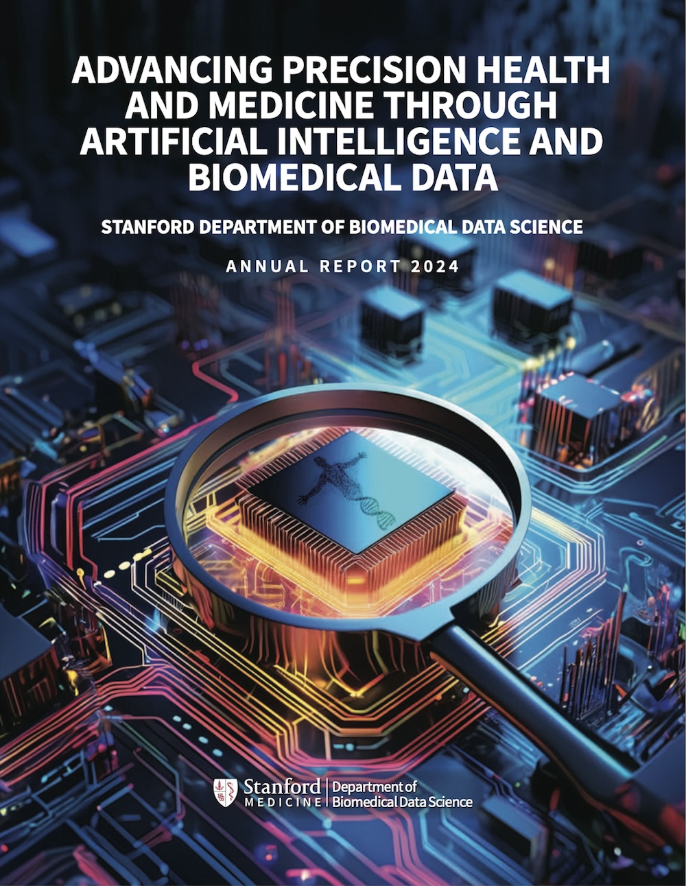 Cover image for annual report 2024: Advancing Precision Health and Medicine Through Artificial Intelligence and Biomedical Data