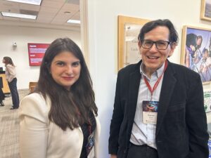 Roxana Daneshjou and Daniel Rubin, faculty organizers, pose happily at the Collaboration and Careers Forum.