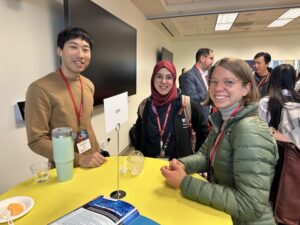 Happy students mingling at a networking event
